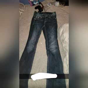 miss mes, size 24, dark blue with cow print back pockets